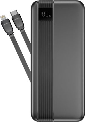 NOVANL PowerUp 20.000 mAh Powerbank – met ingebouwde USB-C-kabel &  Lightning Kabel