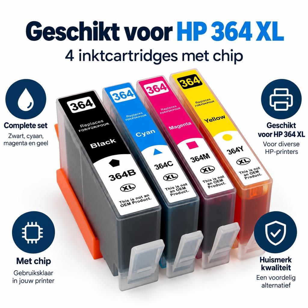 Huismerk geschikt voor HP 364 XL – 4 cartridges met chip — Feature overview