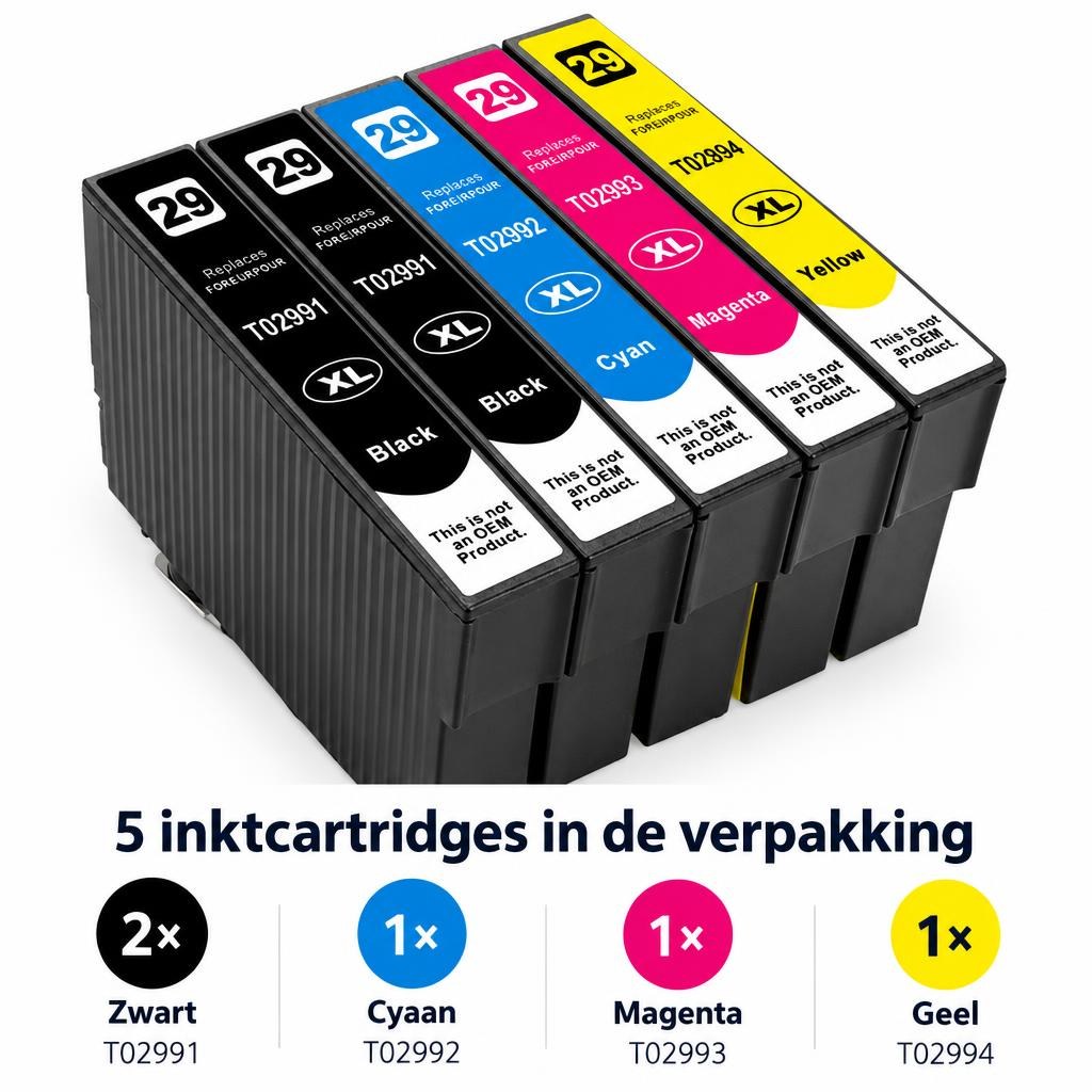 Huismerk geschikt voor Epson 29XL T29 (T2996) – 5-pack — What is included
