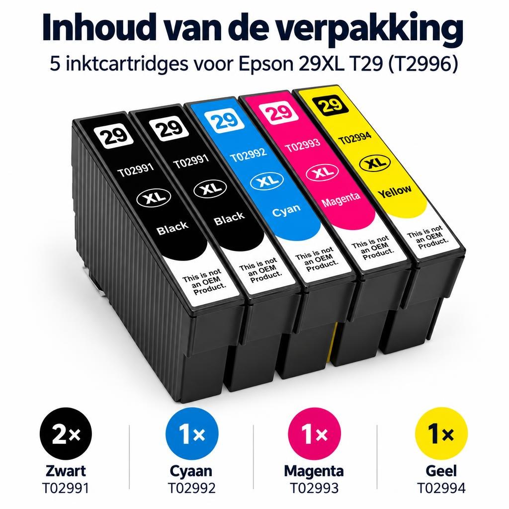 Huismerk geschikt voor Epson 29XL T29 (T2996) – 5-pack — What is included