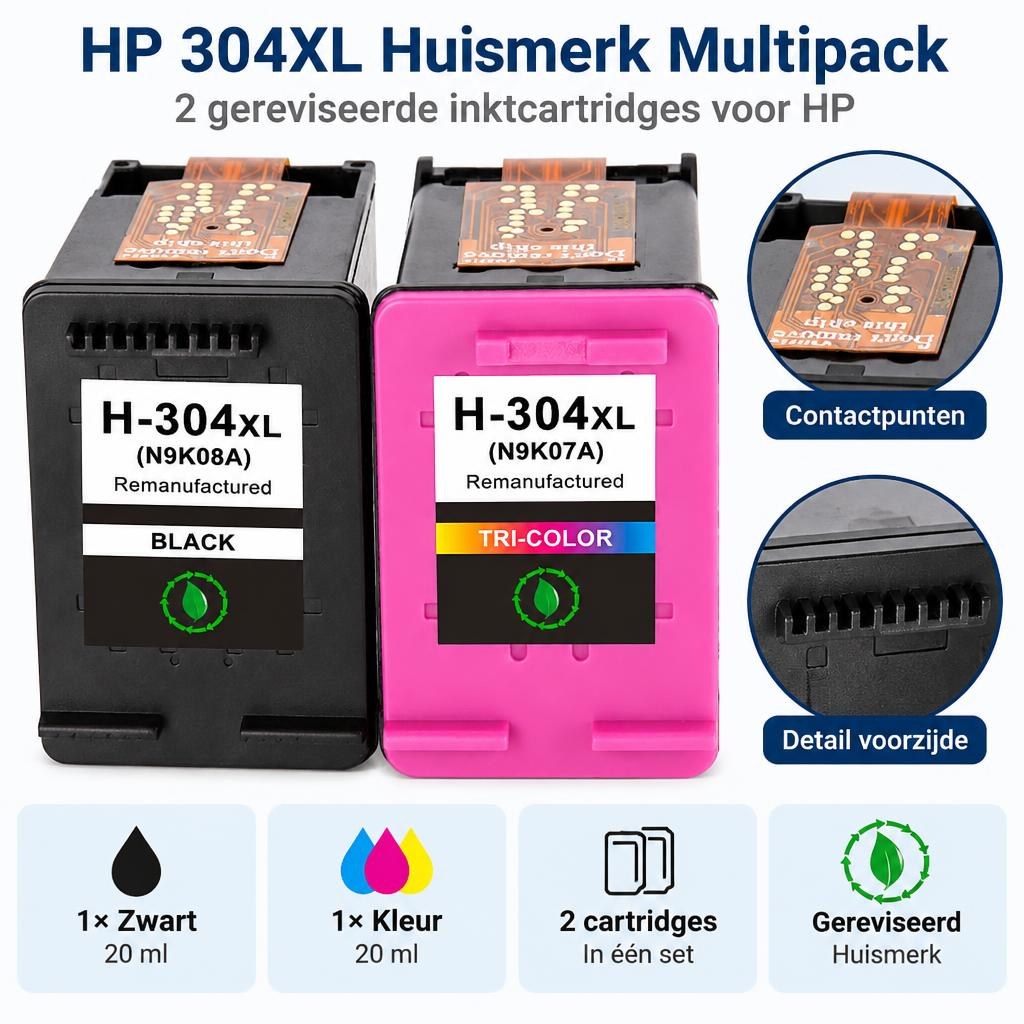 FoxProducts HP 304XL huismerk multipack – zwart en kleur — Detail callouts