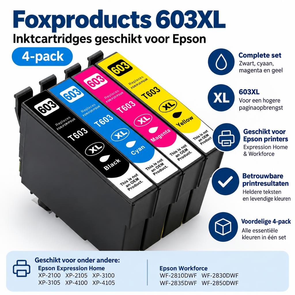 Foxproducts inktcartridges geschikt voor Epson 603XL – 4-pack — Feature overview