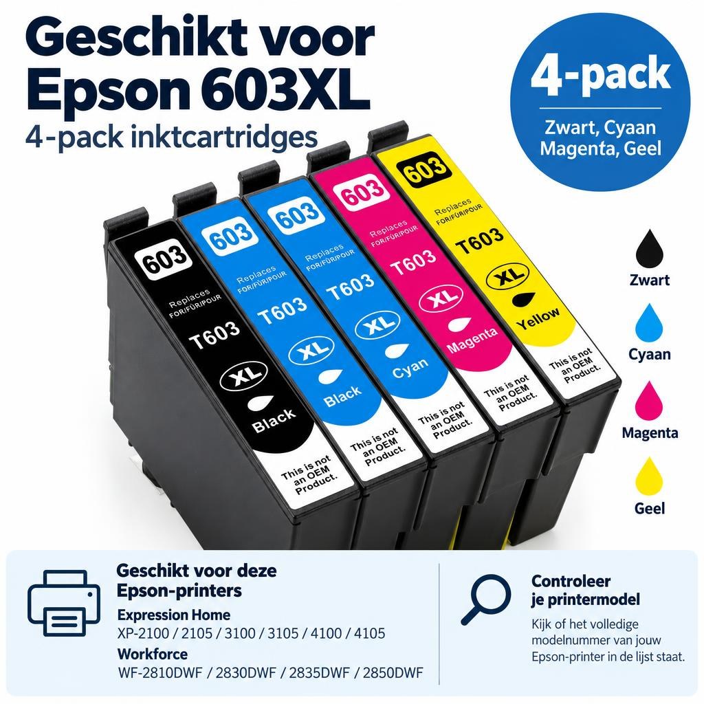Foxproducts inktcartridges geschikt voor Epson 603XL – 4-pack — Detail callouts