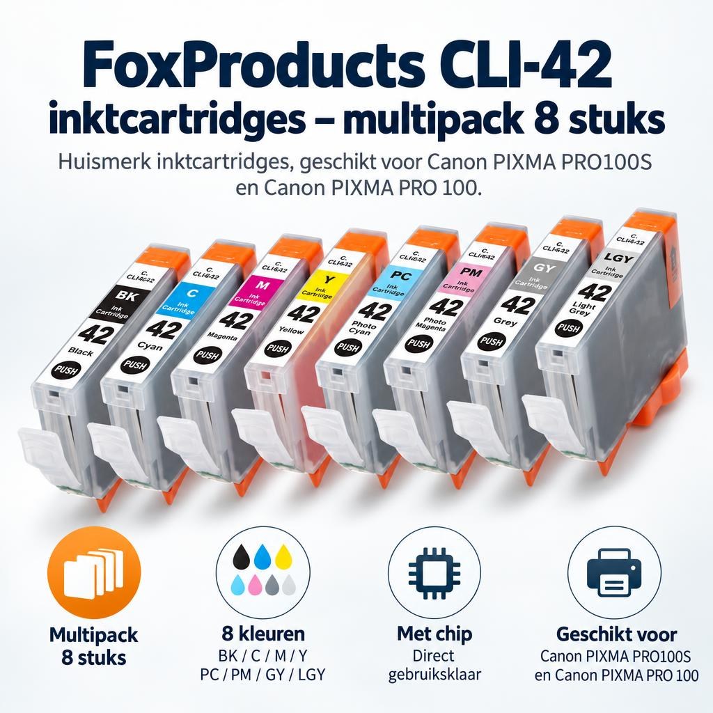 FoxProducts CLI-42 inktcartridges – multipack 8 stuks — Feature overview
