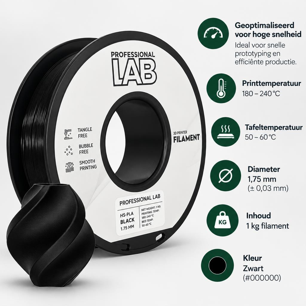 PLA HS filament zwart – 1,75 mm – 1 kg — Feature overview