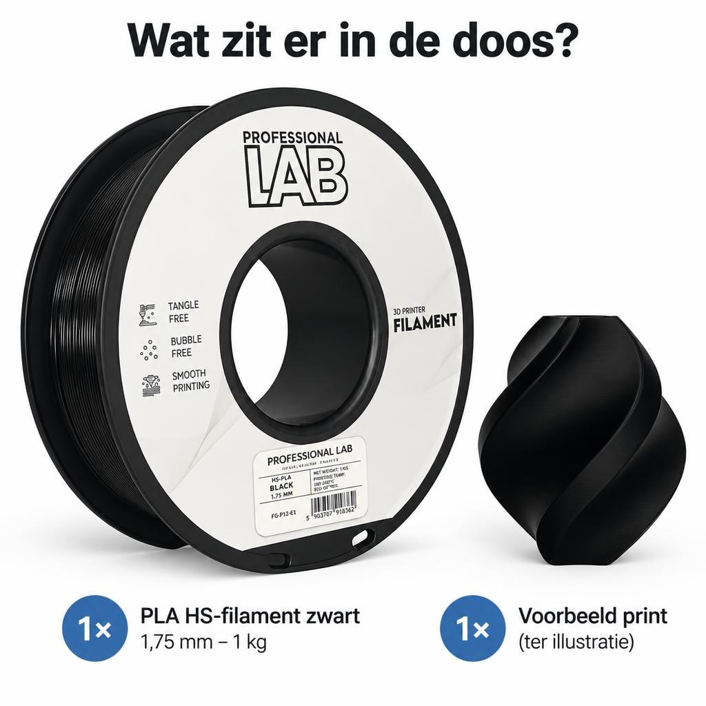 PLA HS filament zwart – 1,75 mm – 1 kg — What is included