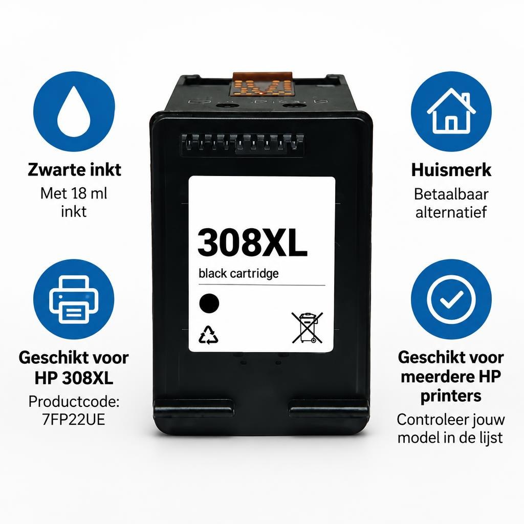 HP 308XL inktcartridge zwart (7FP22UE) – huismerk, 18 ml — Feature overview