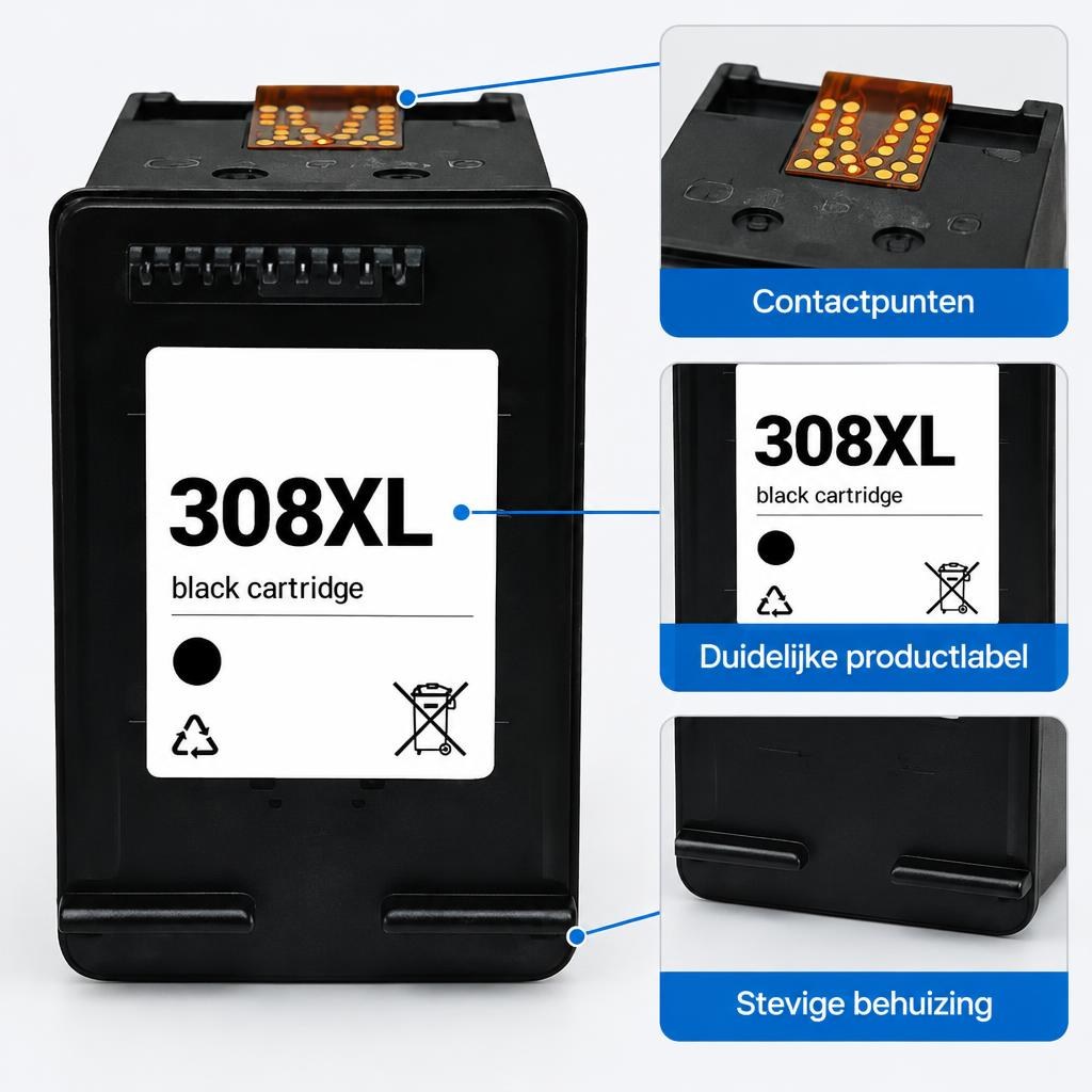 HP 308XL inktcartridge zwart (7FP22UE) – huismerk, 18 ml — Detail callouts