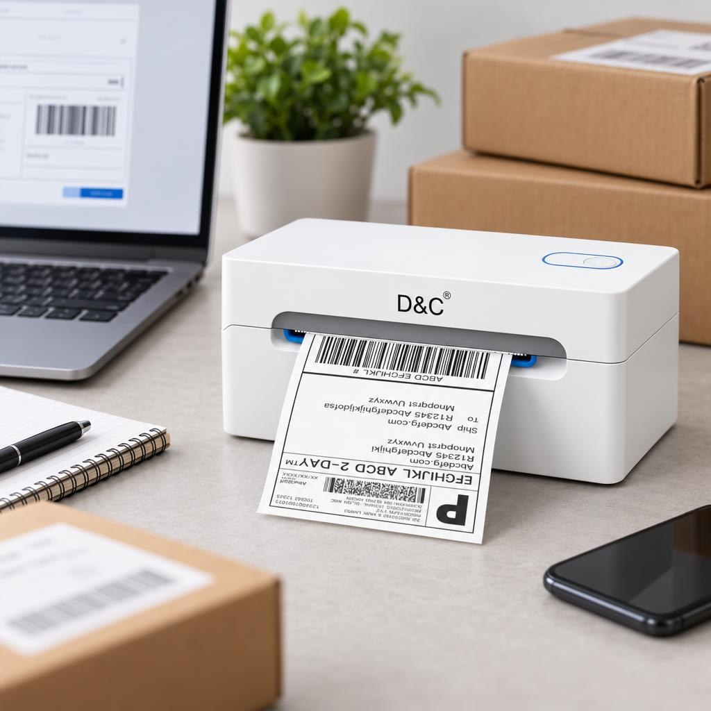 D&C labelprinter PL 80E wit – Bluetooth en USB — Lifestyle image