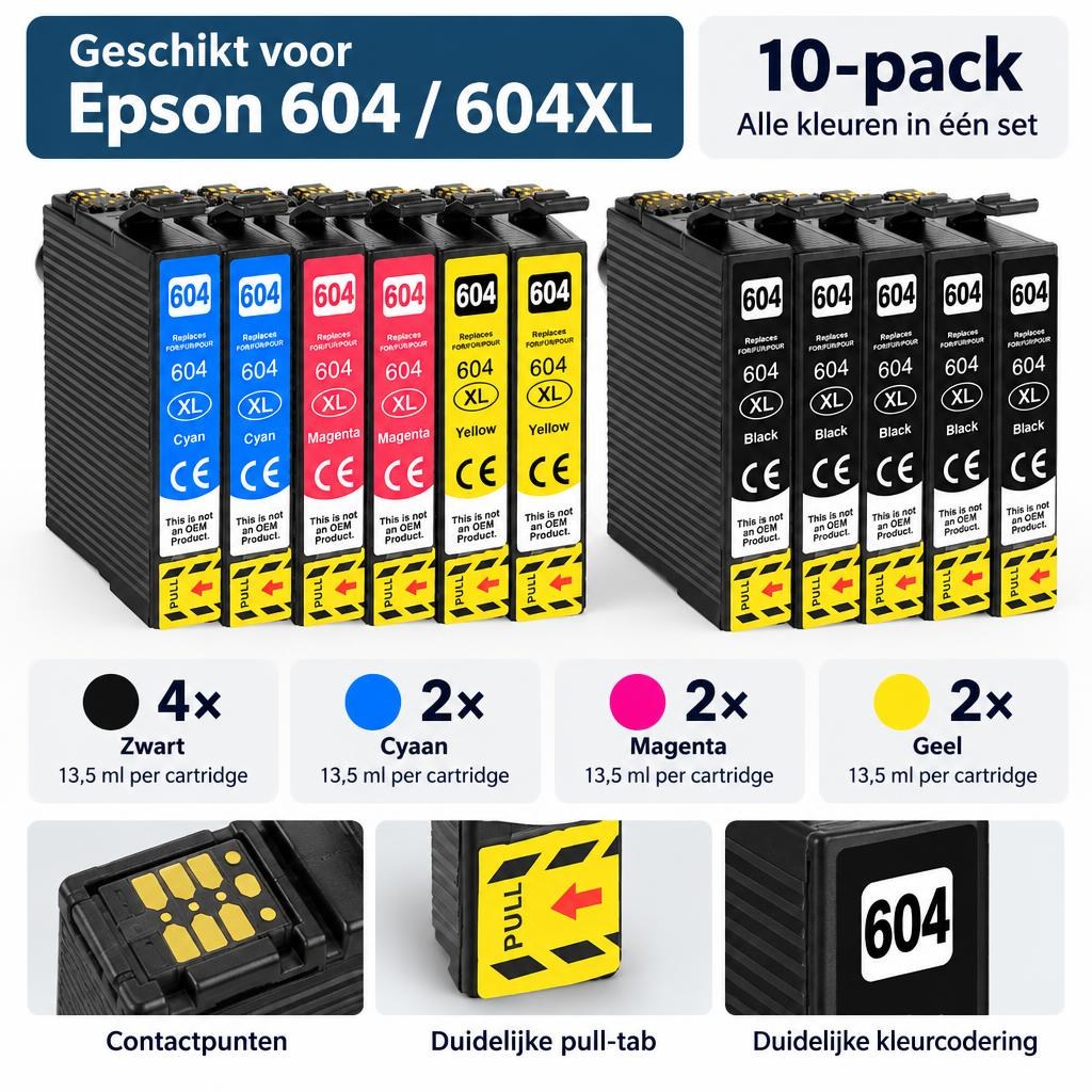 FoxProducts huismerk geschikt voor Epson 604 / 604XL – 10-pack — Detail callouts