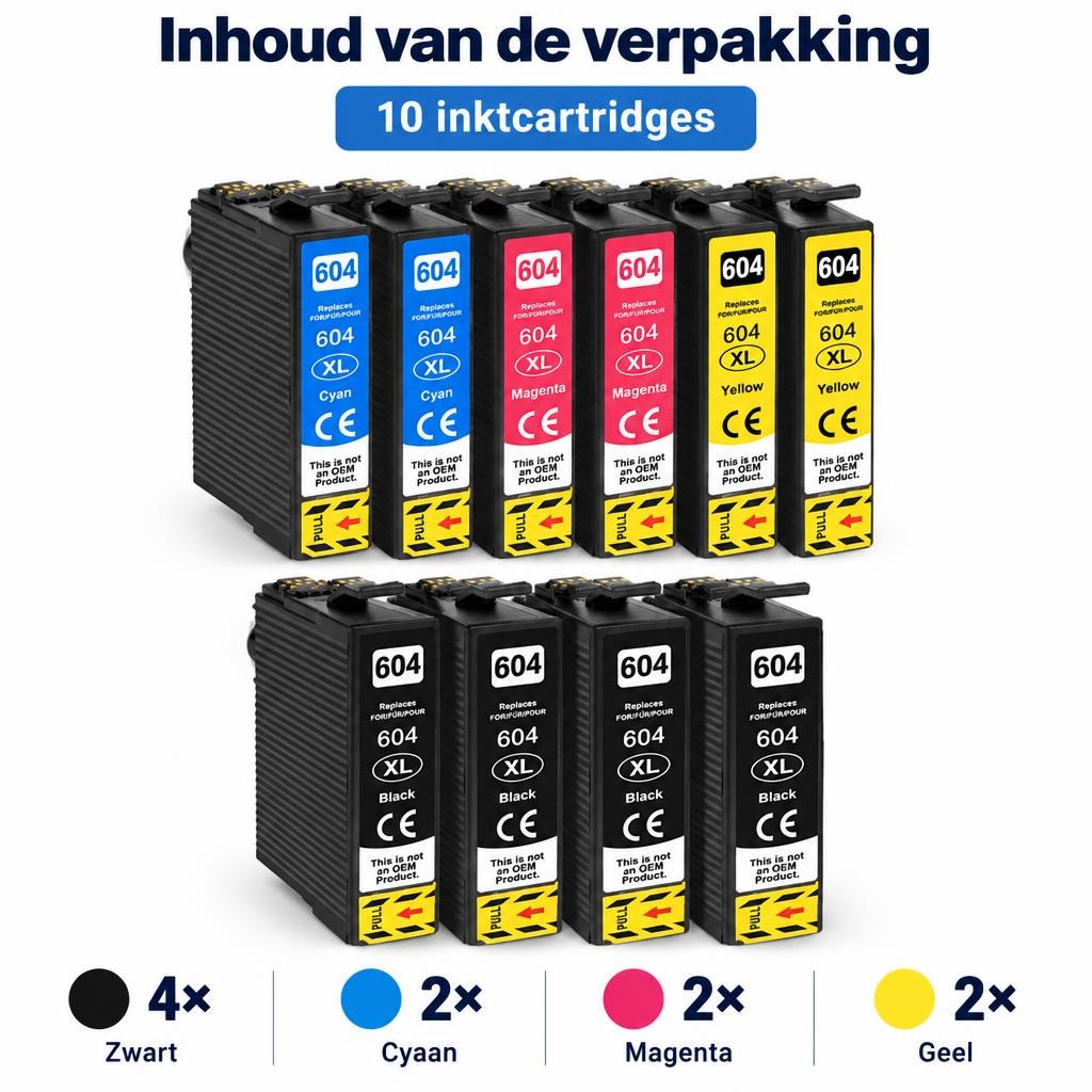 FoxProducts huismerk geschikt voor Epson 604 / 604XL – 10-pack — What is included