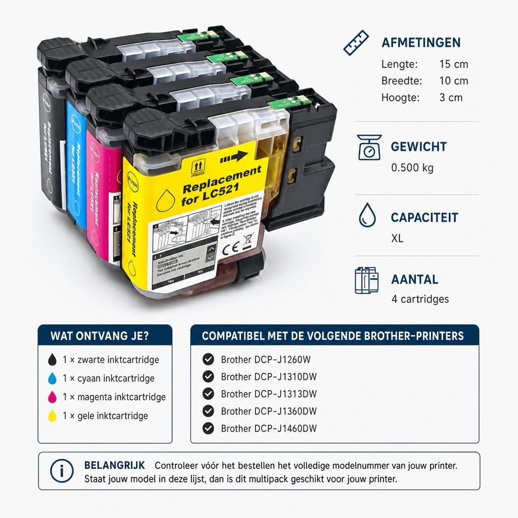 FoxProducts LC-521 XL cartridge multipack – 4 stuks — Sizing guide