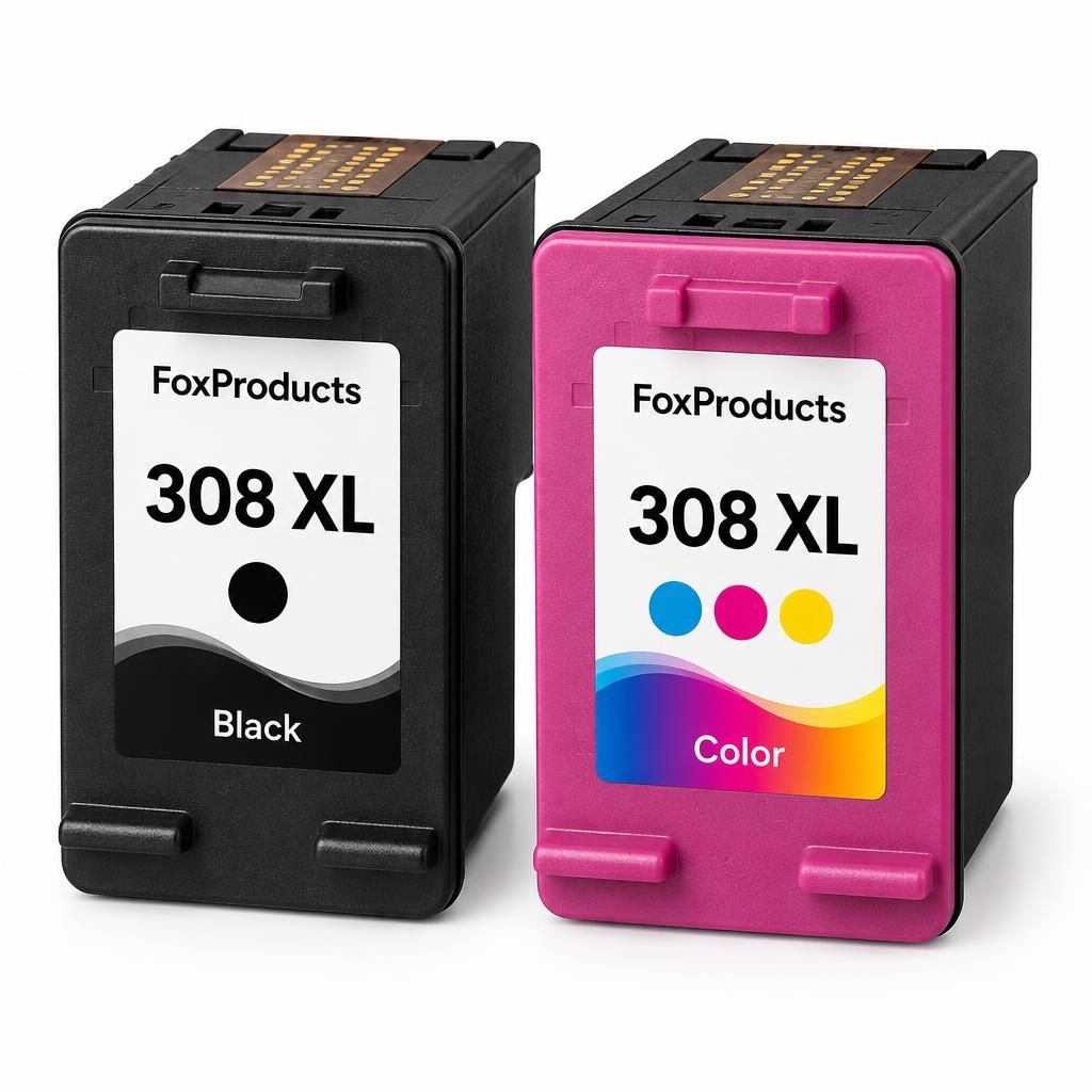 FoxProducts 308 XL inktcartridge zwart en kleur voor HP — Product photograph