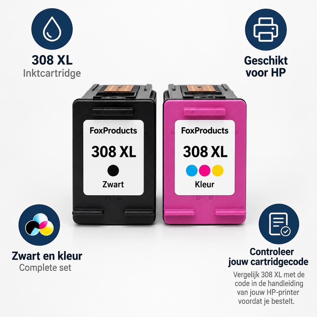 FoxProducts 308 XL inktcartridge zwart en kleur voor HP — Feature overview