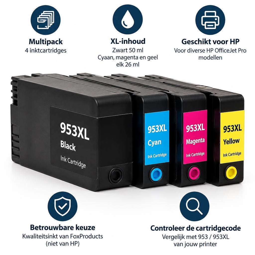 FoxProducts 953 / 953XL inktcartridges – 4 stuks voor HP — Feature overview