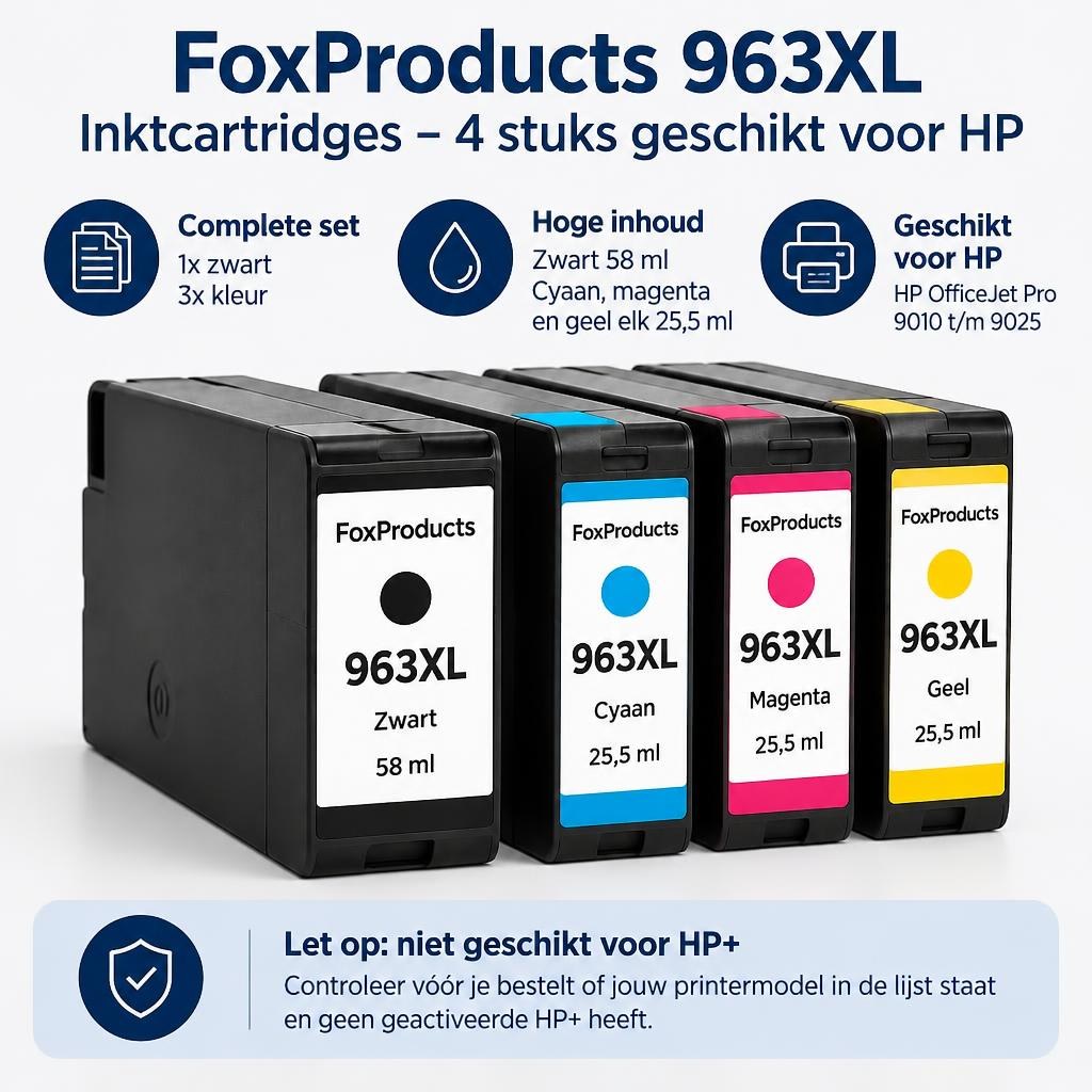 FoxProducts 963XL inktcartridges – 4 stuks geschikt voor HP — Feature overview